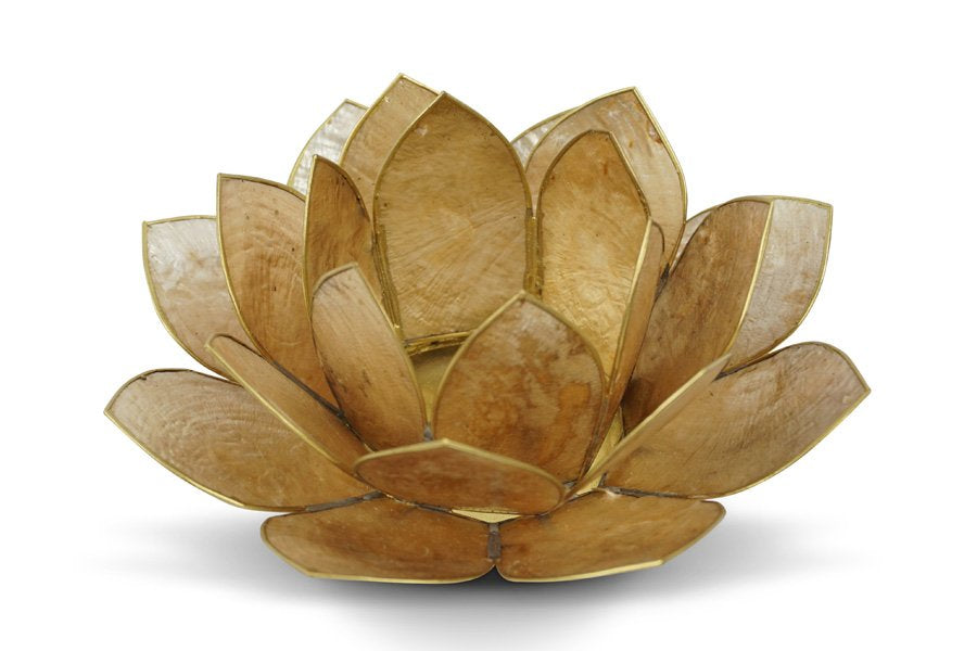 Candleholder Capiz Lotus with Gold Lining - Traditional 15cm
