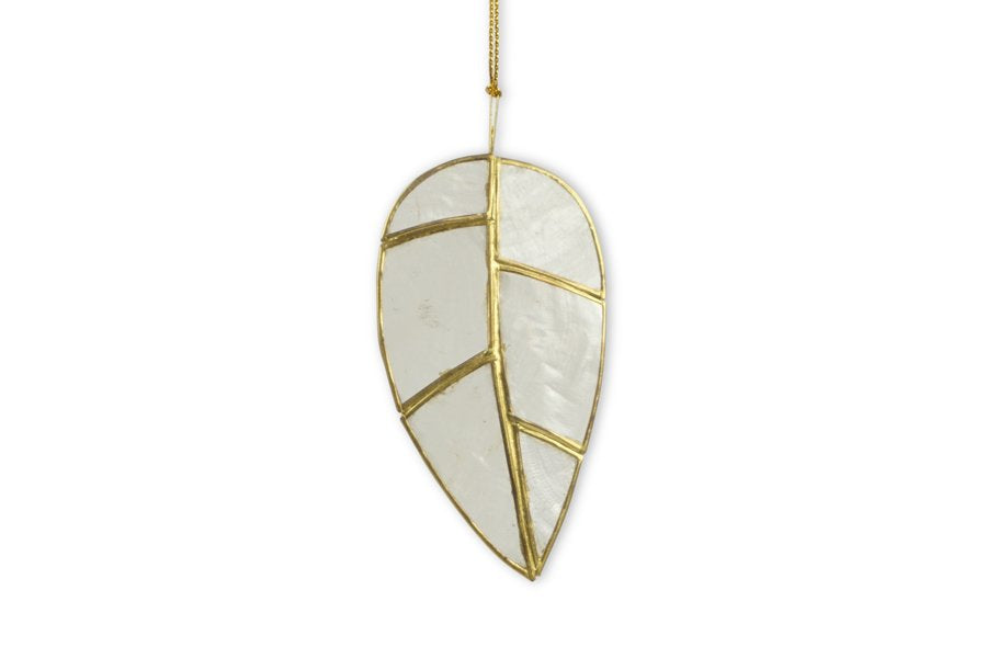 Christmas Capiz Poplar Leaf w/ gold lining