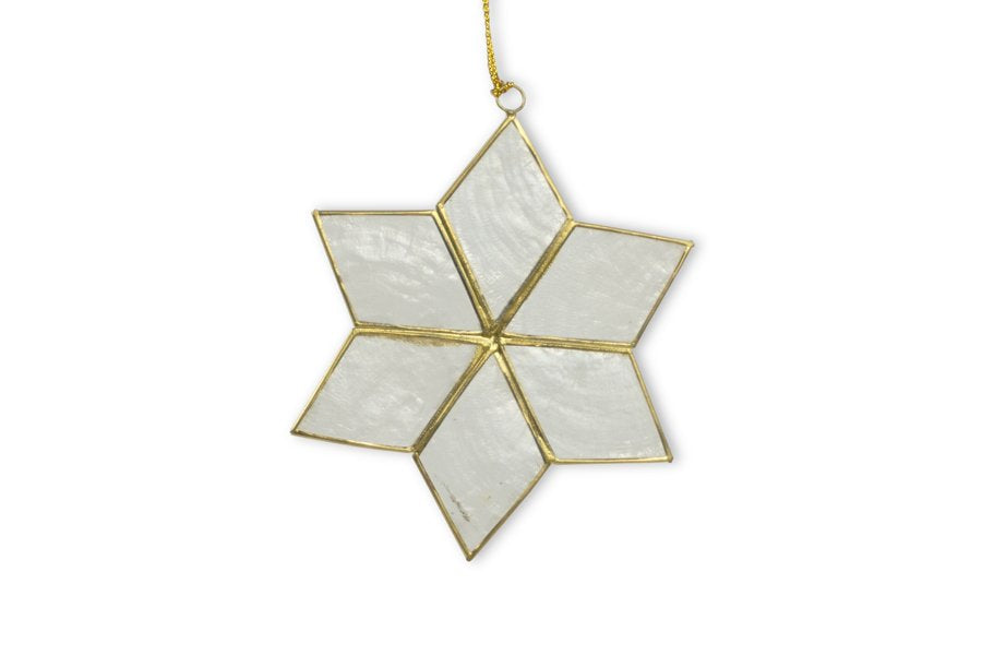 Christmas Capiz Snowflake Star w/ gold lining