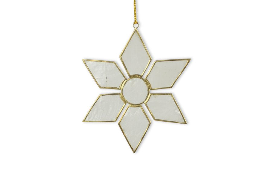 Christmas Capiz Snowflake Sun w/ gold lining