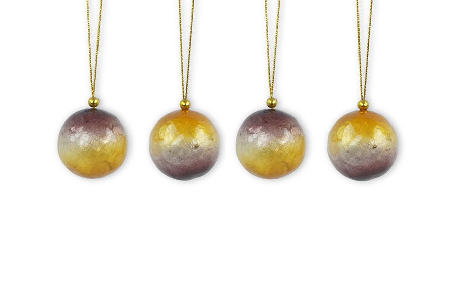Christmas Ball Capiz Overlapping Pumpkin & Aubergine
