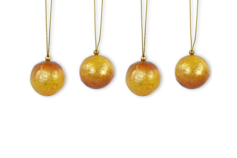 Christmas Ball Capiz Overlapping Cognac & Pumpkin