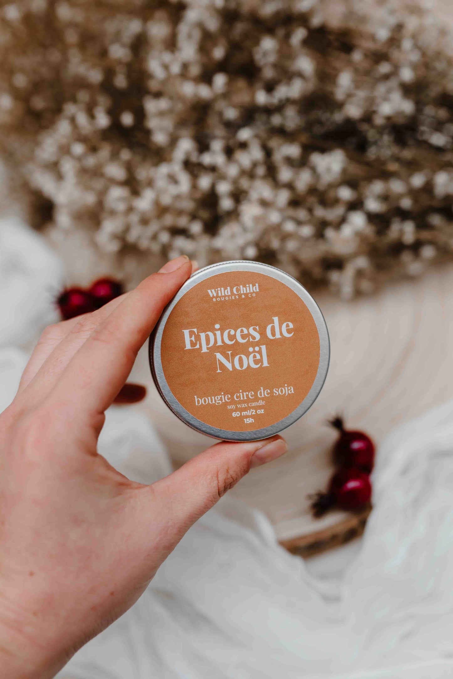 WILD CHILD Bougies & Co - “Christmas spices” Christmas candle - Vegetable wax - 15h