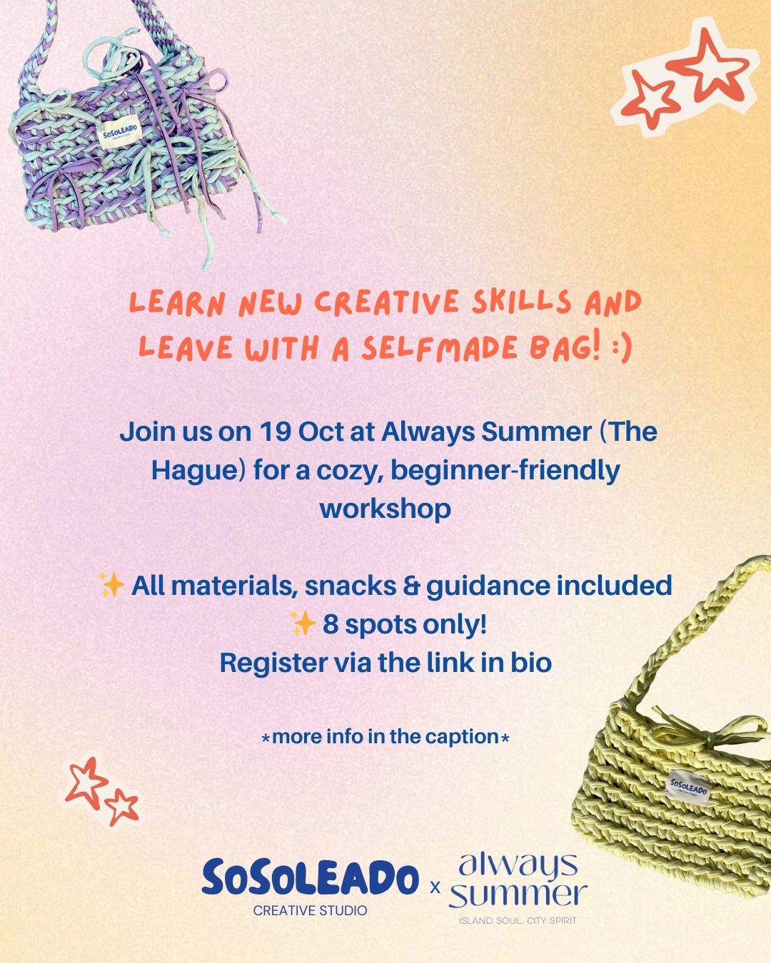 October 19: Crochet a bag workshop