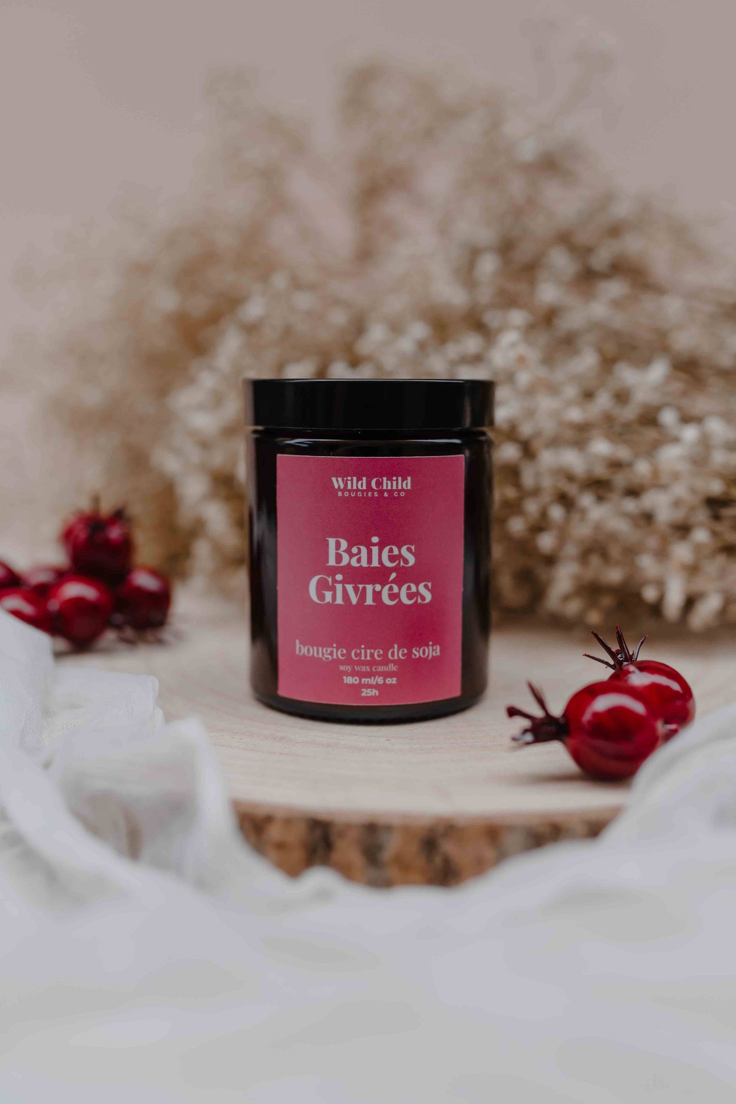 WILD CHILD Bougies & Co - “Frosted berries” Christmas candle - Vegetable wax - 25h