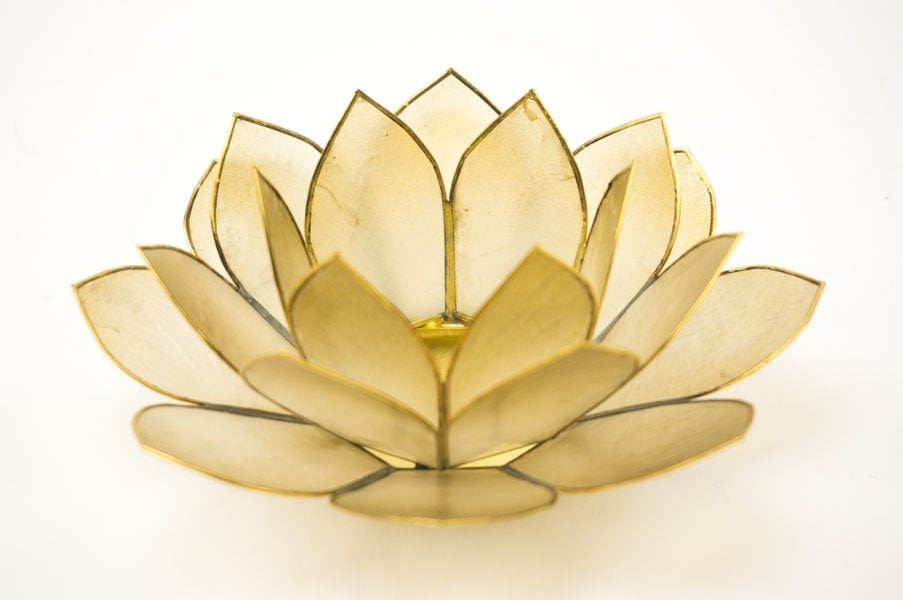 Candleholder Capiz Lotus with Gold Lining - Traditional 15cm