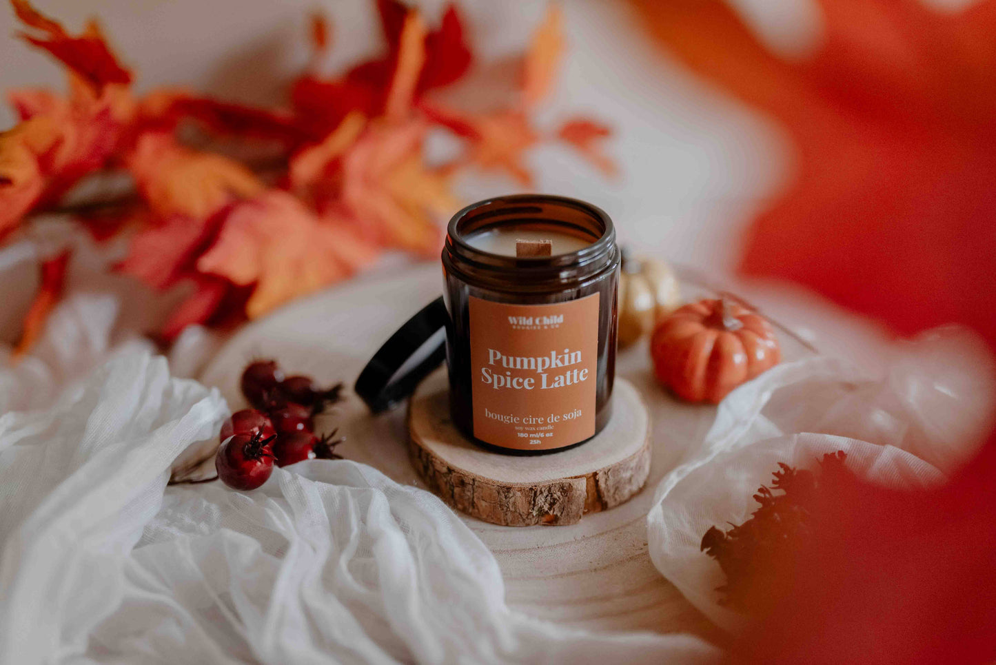 WILD CHILD Bougies & Co - “Pumpkin Spice Latte” - Natural scented candle - 25H