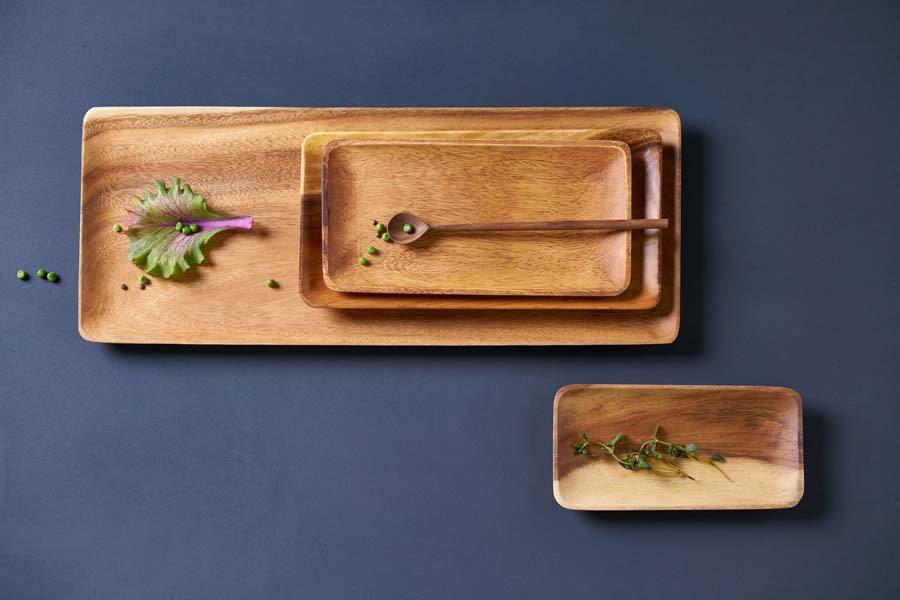 Tray acacia rectangular natural