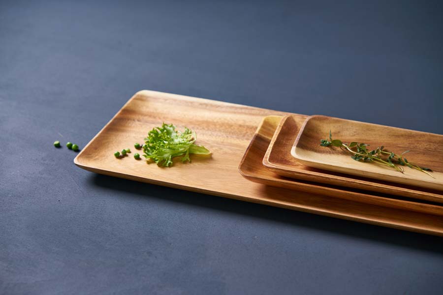 Tray acacia rectangular natural