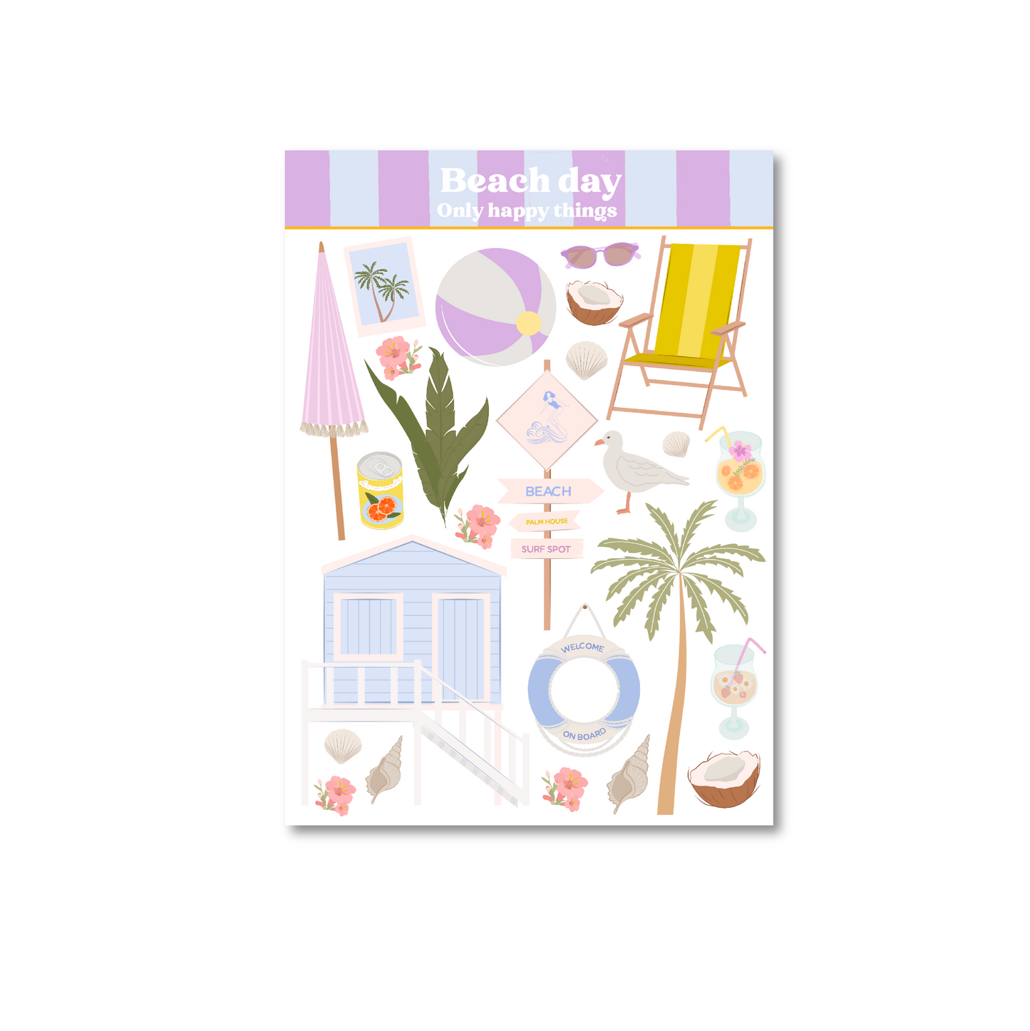 Only Happy Things Stationery - Stickervel Beach day A6