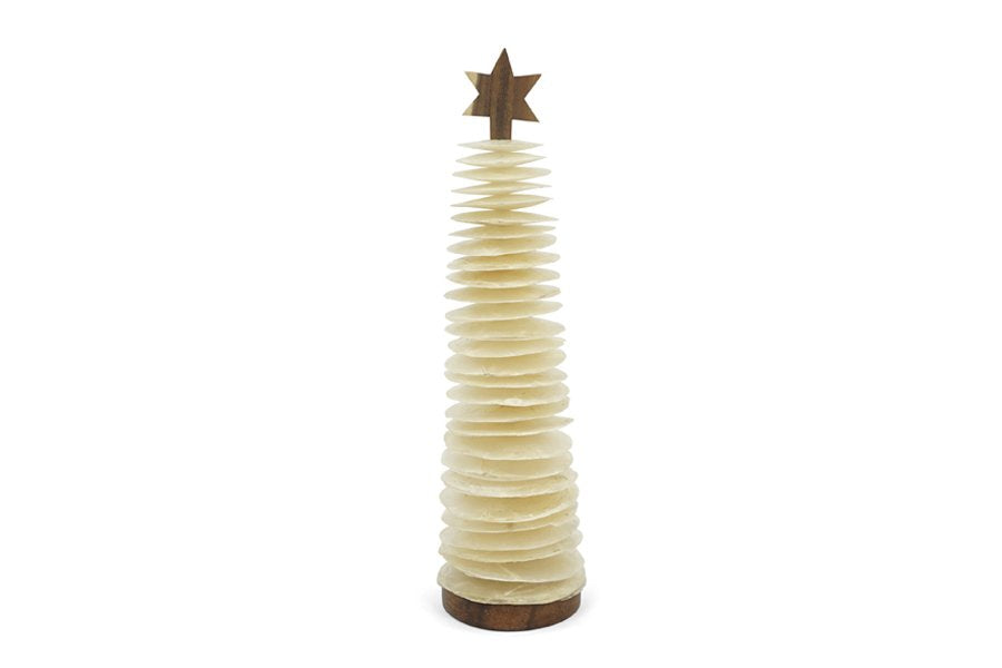 Christmas Tree Raw Capiz Natural 35cm