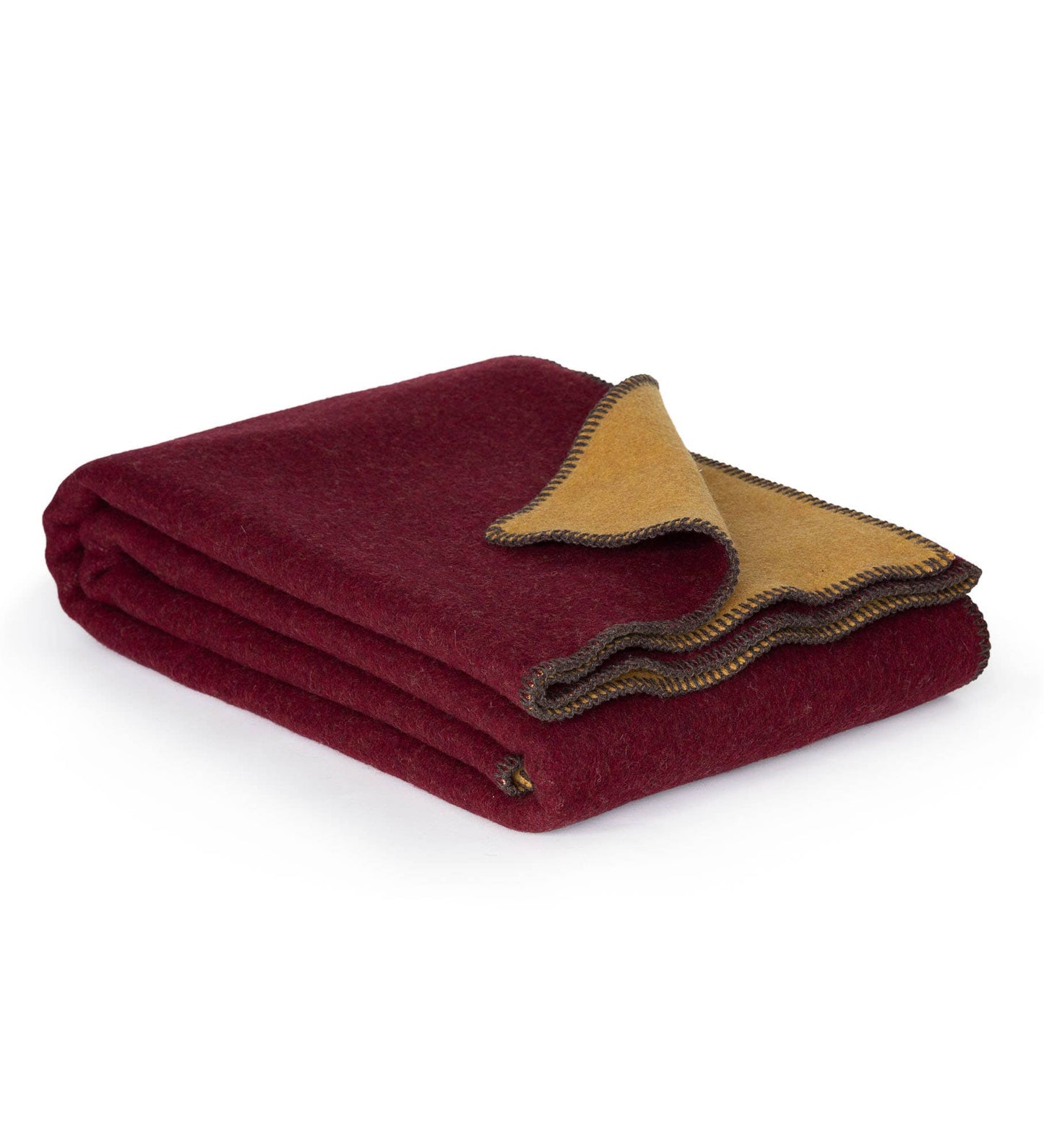 MoST - Merino wool bed blanket WINE & HONEY - single - red/yellow