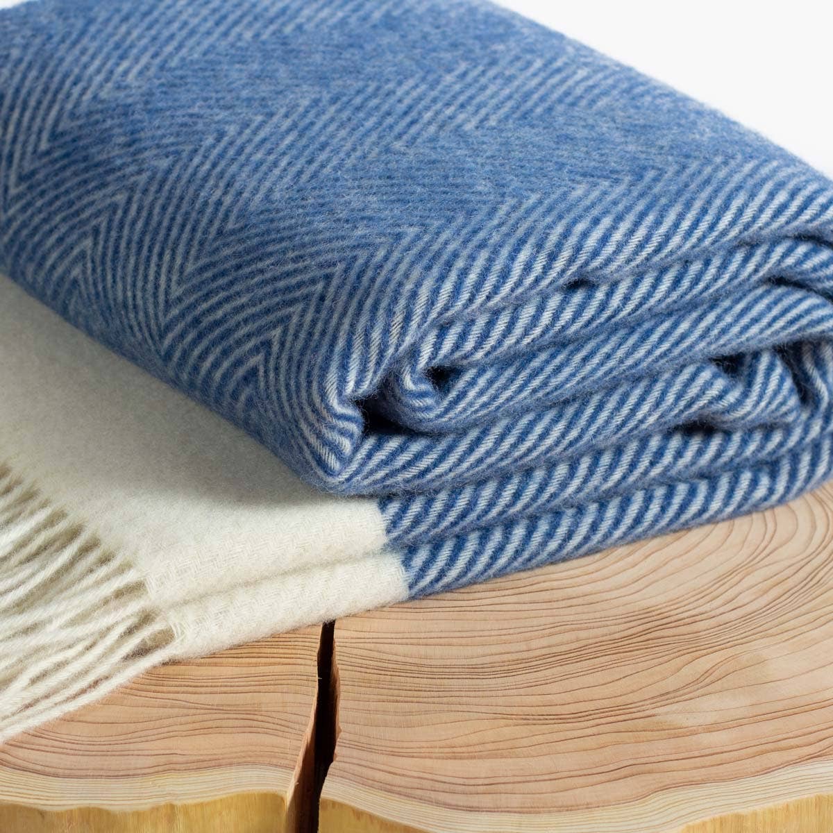 MoST - Wool Throw Blanket FLORENCE - blue