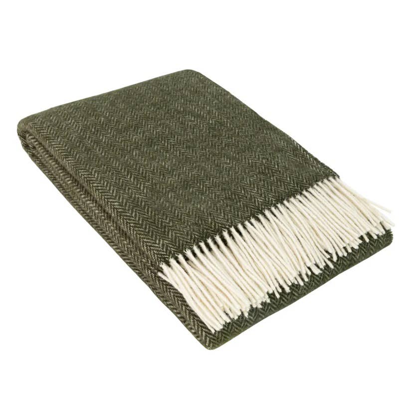 NorraVilla - 100% Wool Blanket - Herringbone throw