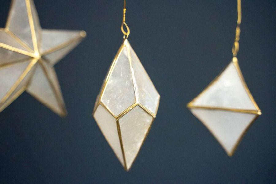 Christmas Gold Trim Capiz Polygon