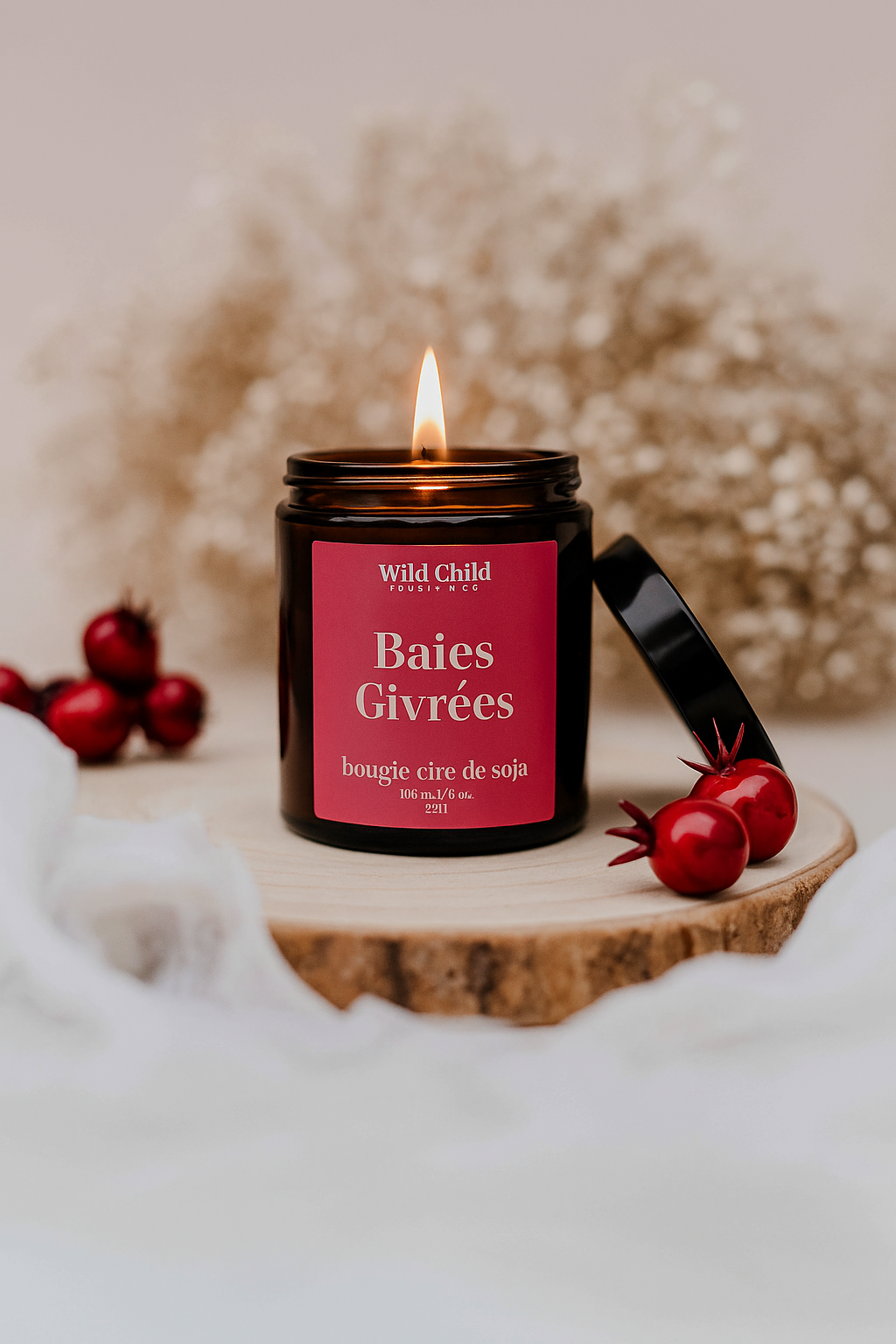 WILD CHILD Bougies & Co - “Frosted berries” Christmas candle - Vegetable wax - 25h
