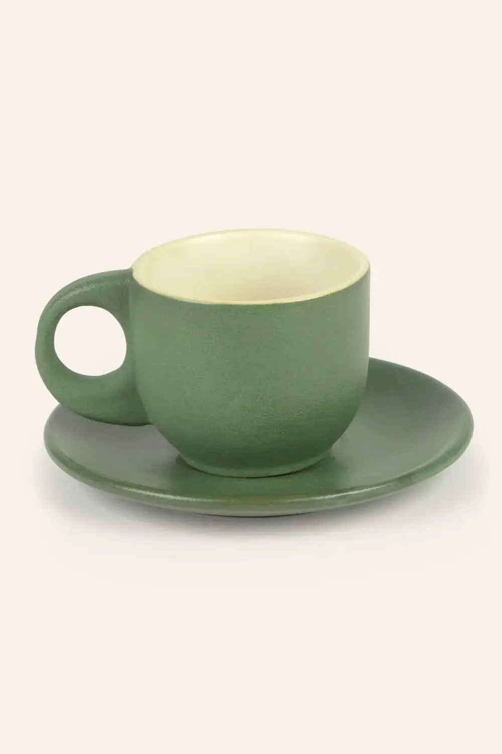 Calma House - Coffee Cup and Saucer (Set of 2) Matcha Green