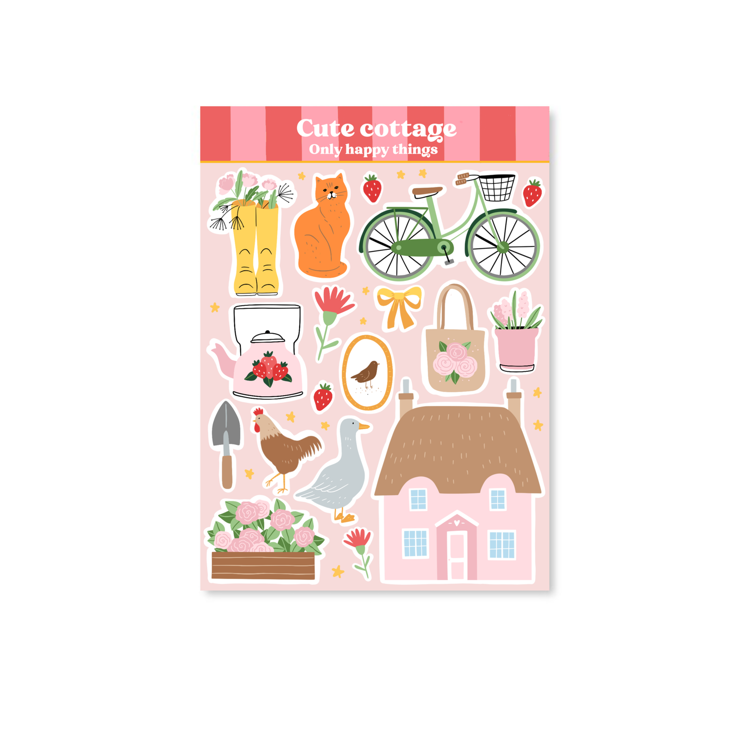 Only Happy Things Stationery - Stickervel Cute cottage A6