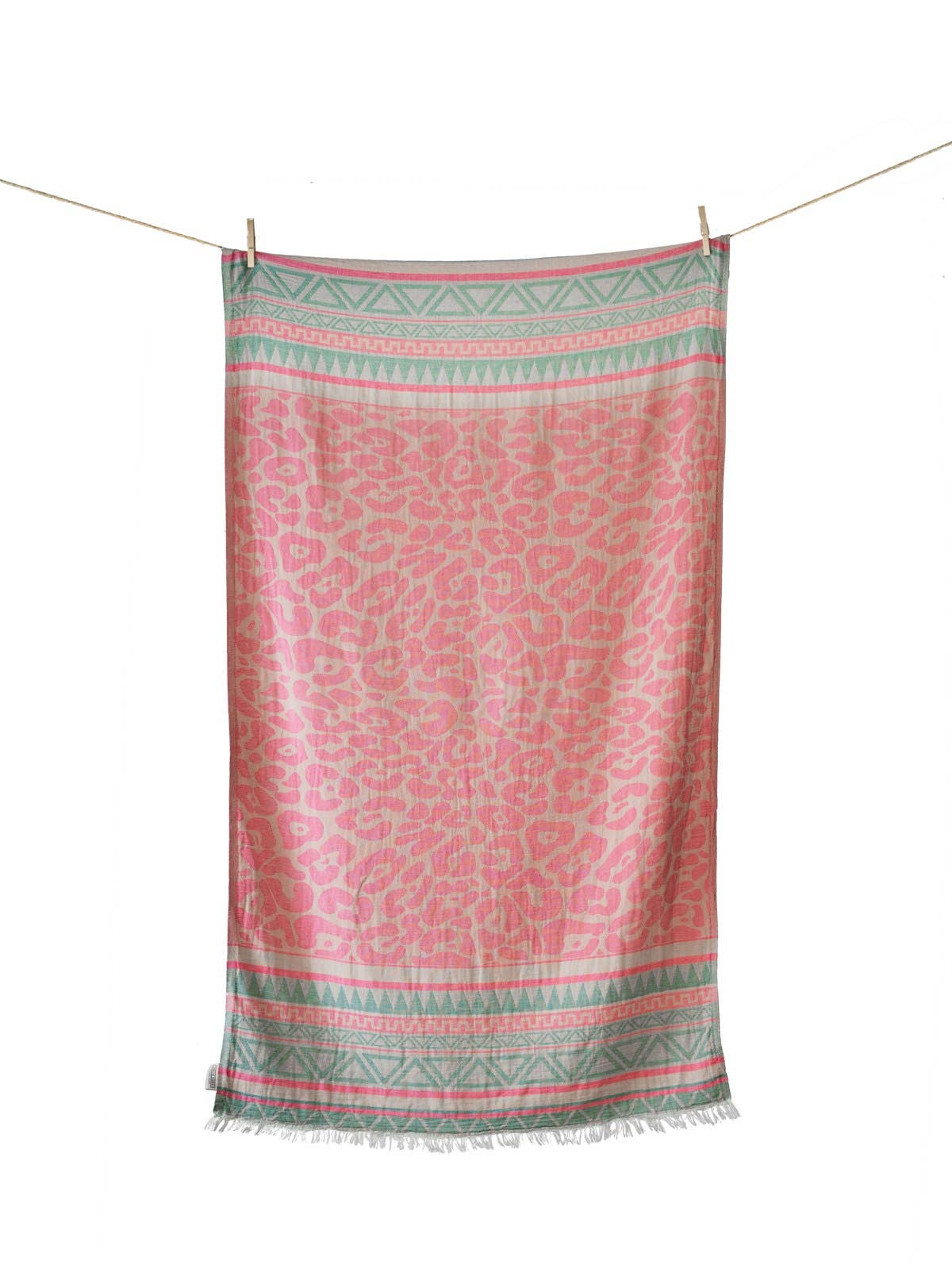 AELIA ANNA - BEACH TOWEL KEROS BEIGE EUCALIPTUS & PINK