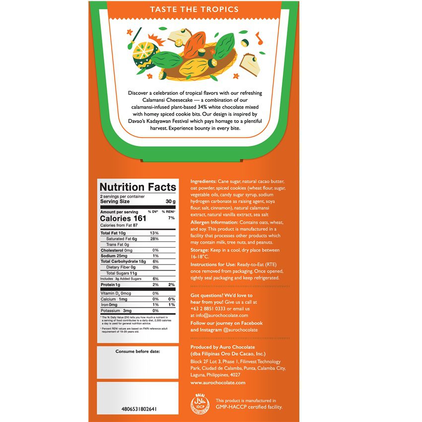 Auro White Chocolate Plant-Based with Calamansi Cheesecake 34%