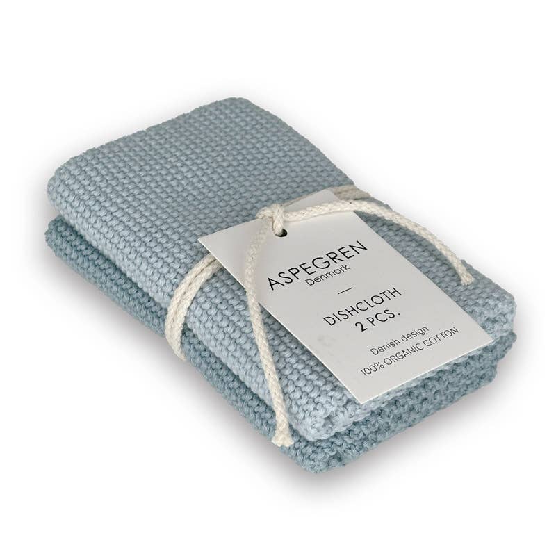 Aspegren Denmark - Dishcloths - Organic Cotton - Set of 2 - Knitted - Skyway