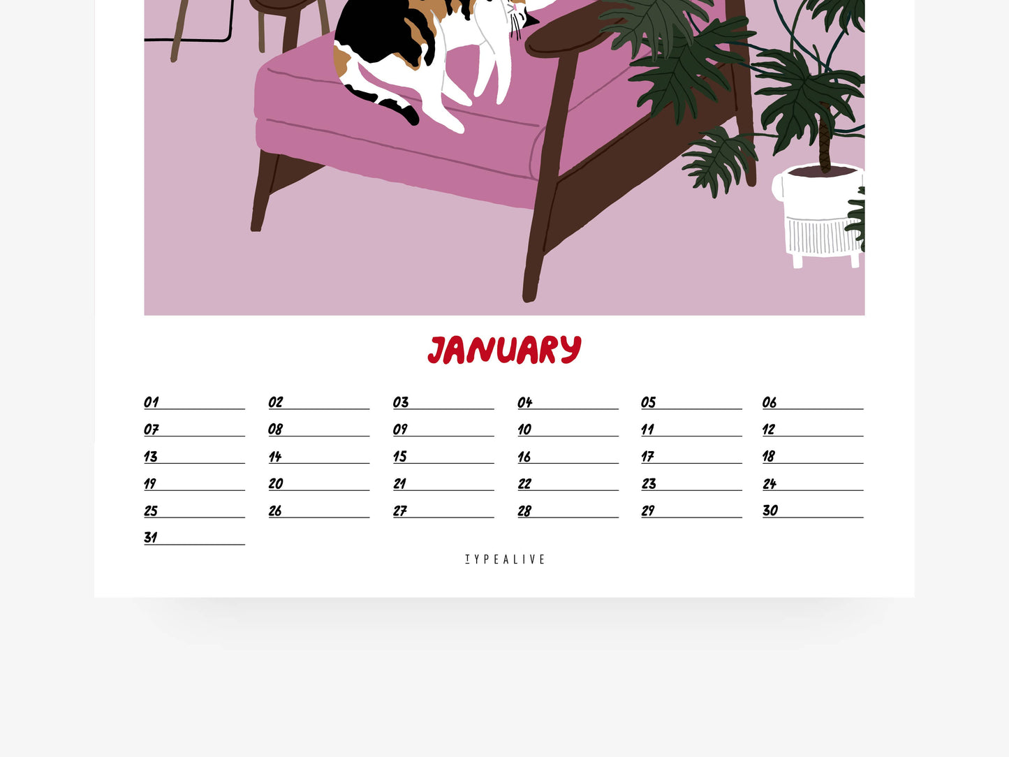 typealive - Wall Calendar / Petisfaction "Cats" No. 2