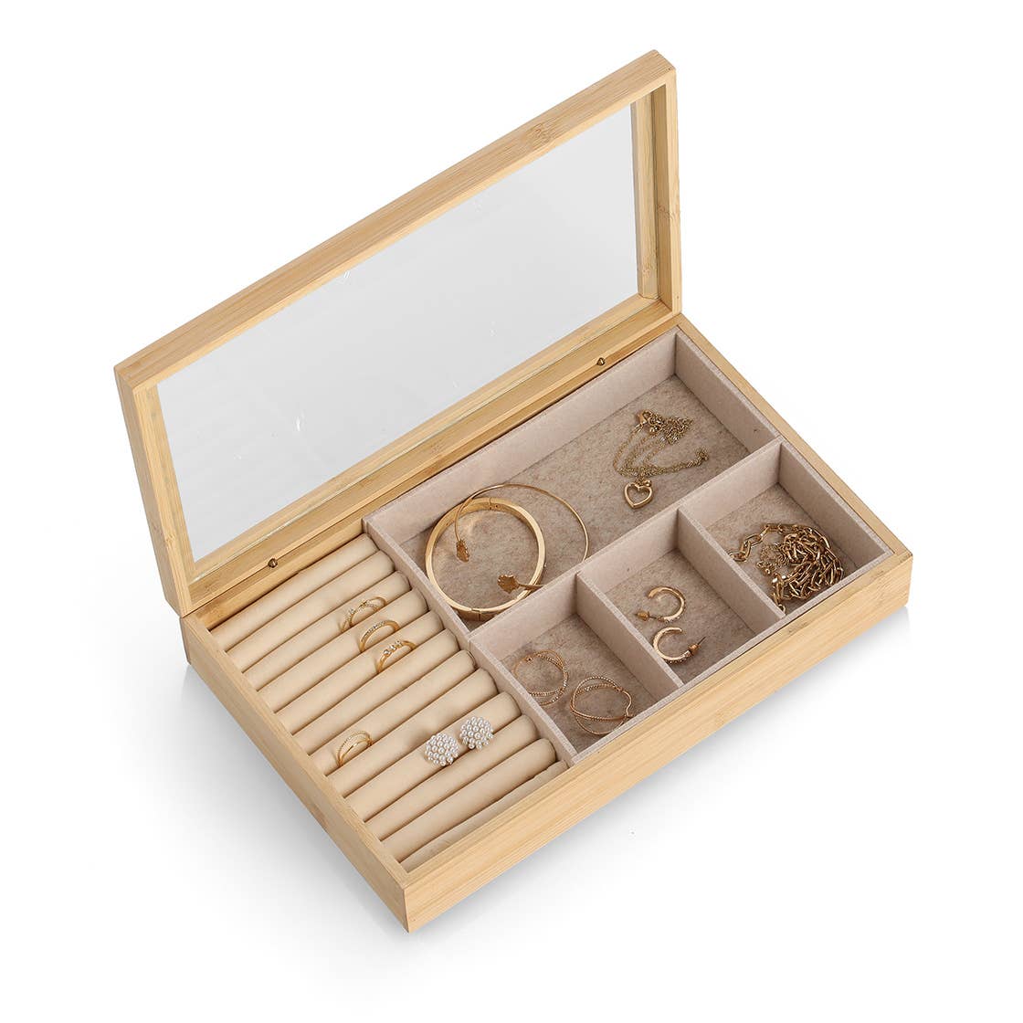 Zeller Present - Jewelry box, bamboo/MDF/glass FSC 100%