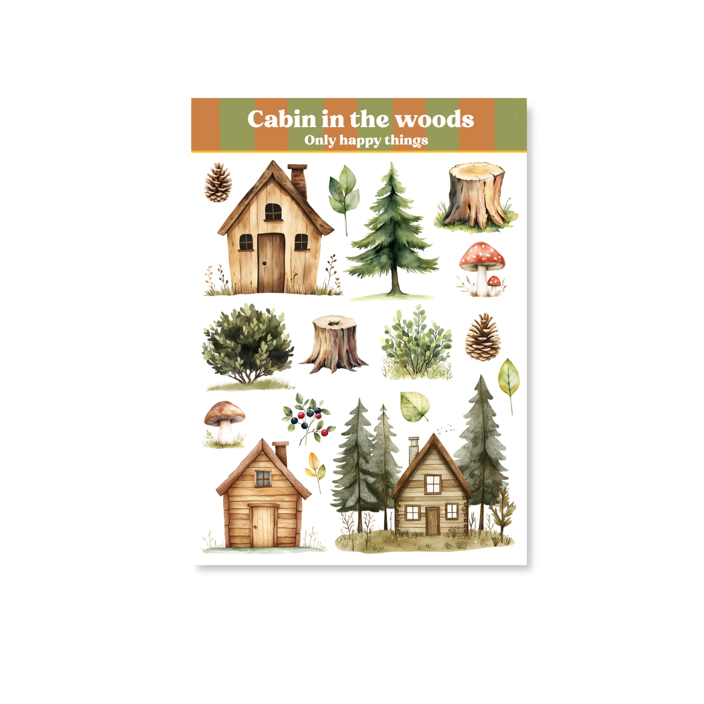 Only Happy Things Stationery - Stickersheet Cabin in the woods A6