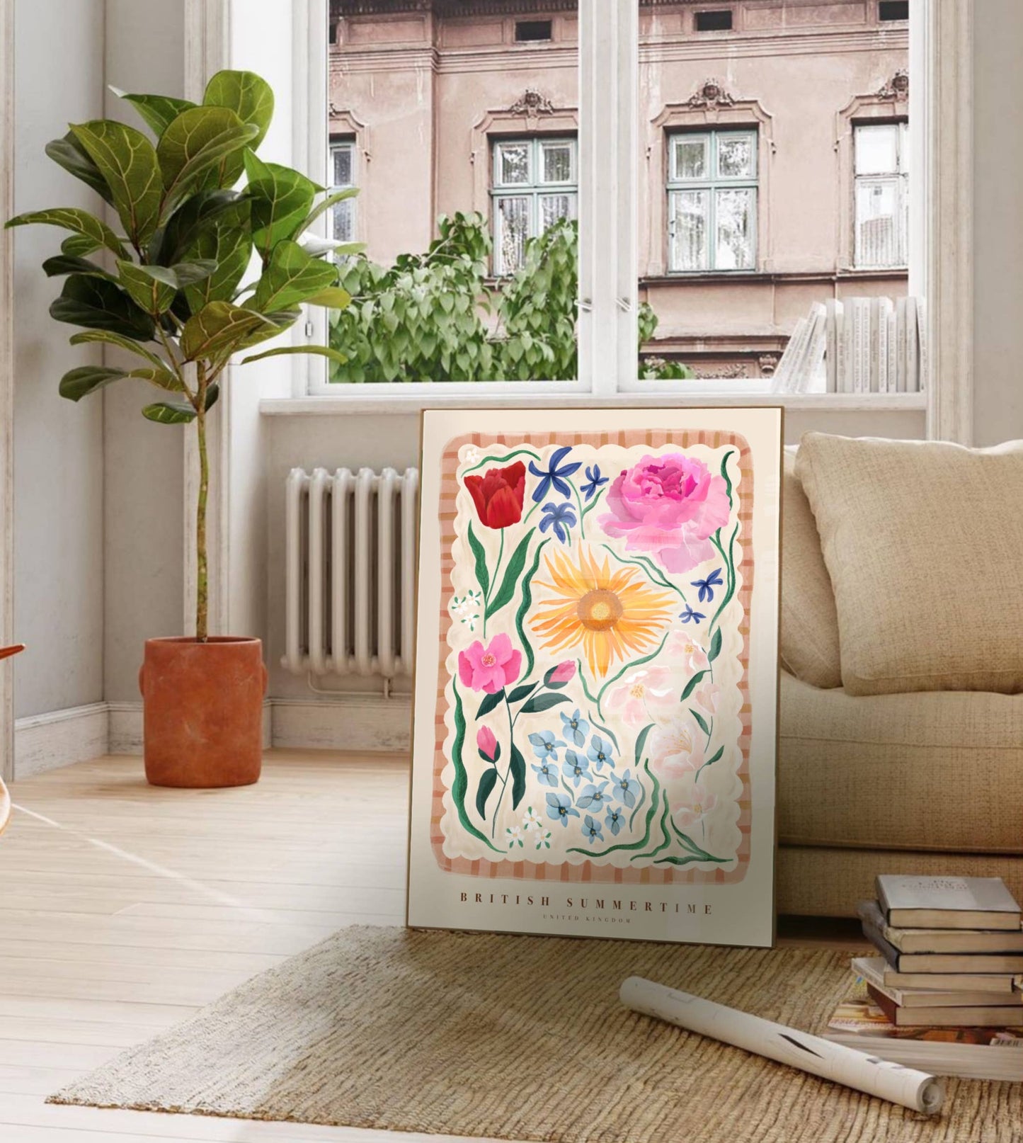 Kate Fox Design - British Summertime, Art Print, Colourful Art, Floral Art