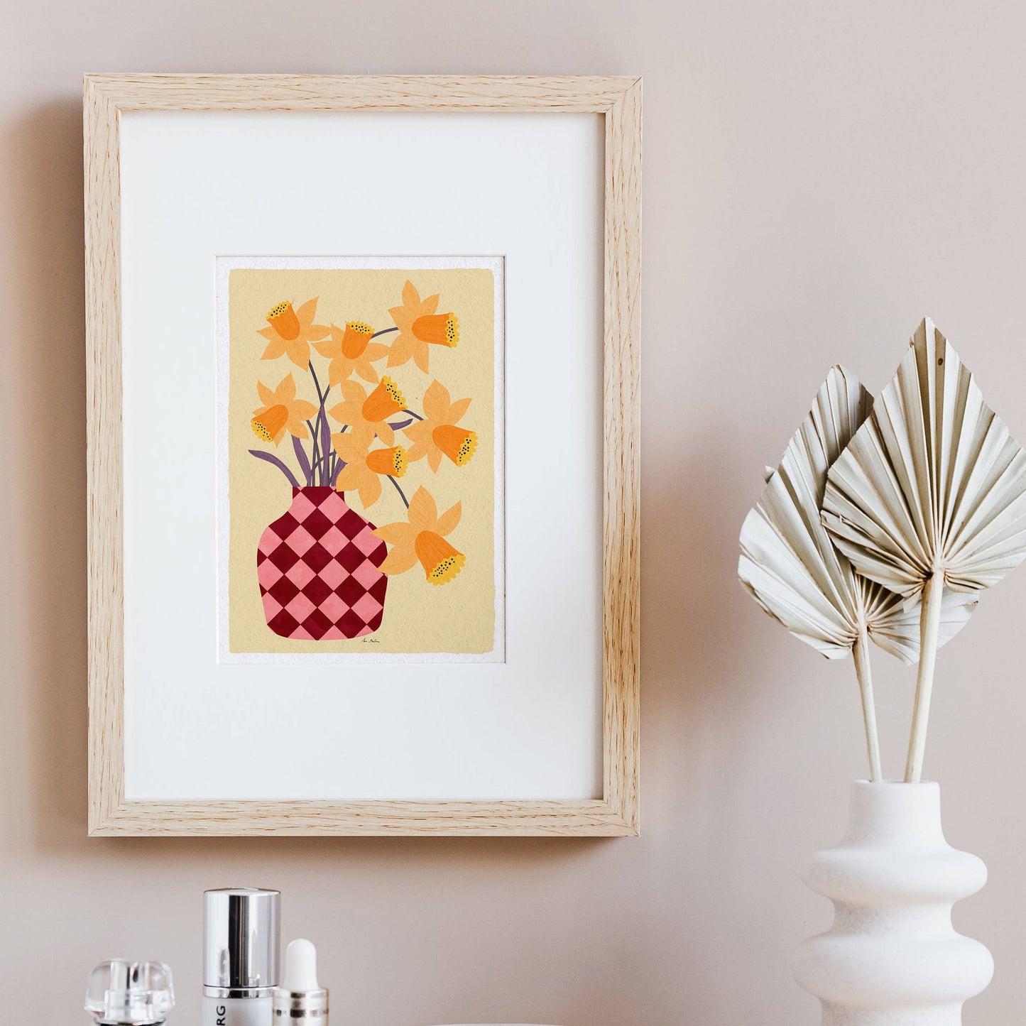 El buen limón - Vase and daffodils art print