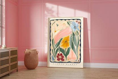 Kate Fox Design - Autumn Flower Art Print, Neutral Print, Hand Drawn, Quirky