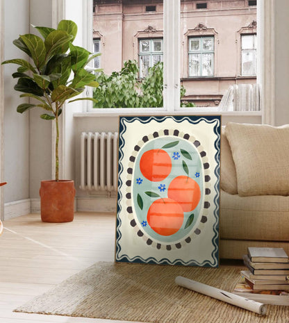 Kate Fox Design - Orange with border, Art print, Kitchen art,  colourful
