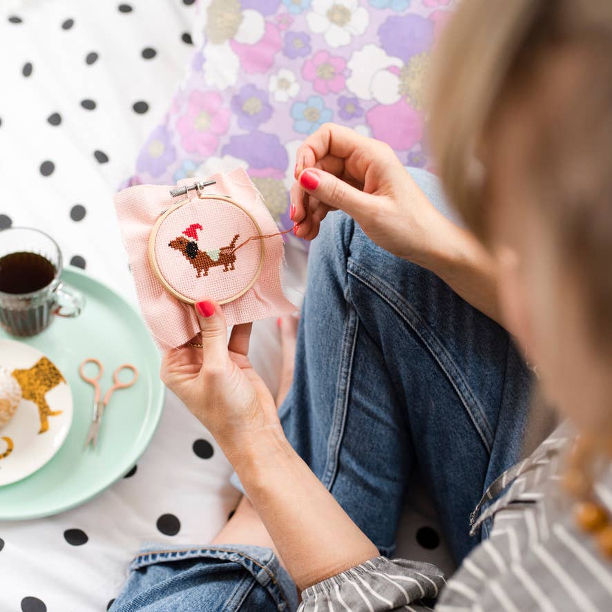 Cotton Clara Craft Kits & Supplies - Christmas Dachshund Cross Stitch Kit