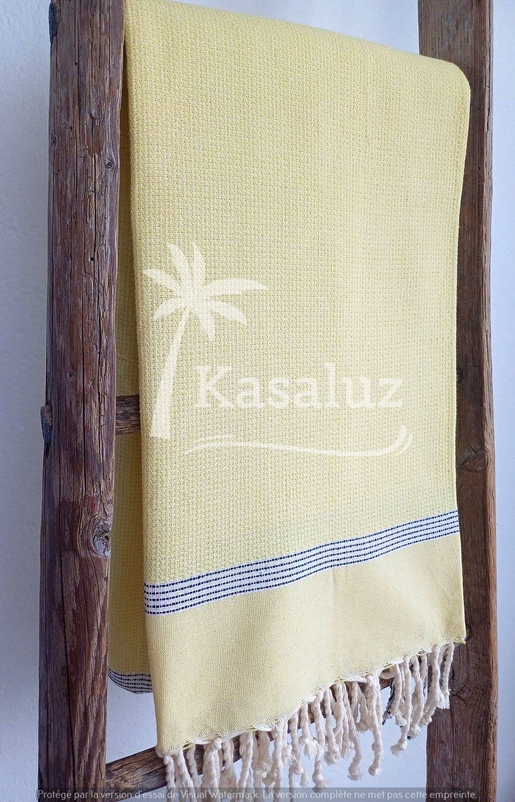 KASALUZ - Fouta Bohemia Yellow Honeycomb 100% cotton