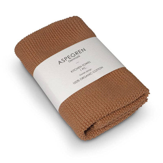 Aspegren Denmark - Kitchen Towel - 100% Organic - Knitted - Solid - Cafe Creme