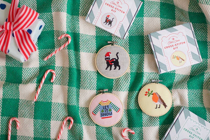 Cotton Clara Craft Kits & Supplies - Christmas Cowboy Boot Counted Cross Stitch Kit