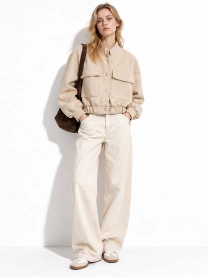 URBAN REVERSE ITALY - Short Jacket with High Collar and Large Pockets | Casual Style