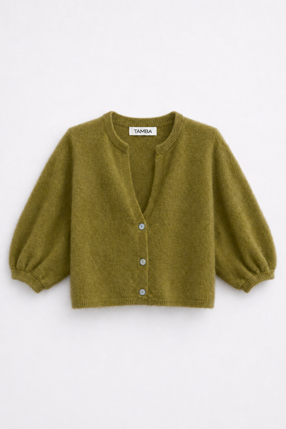 TAMBA - Angora knitted cardigan with V-neck