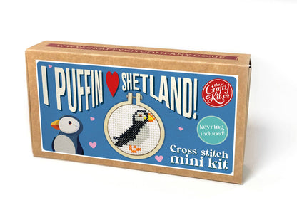 Mini Matchbox Kits - I Puffin Love Shetland! Mini Matchbox Cross Stitch Kit