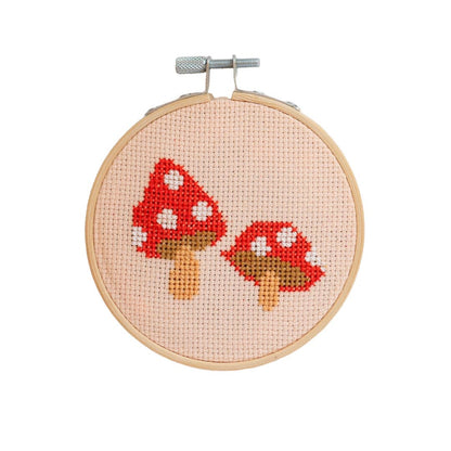 Cotton Clara Craft Kits & Supplies - Toadstool Cross Stitch Kit - Red