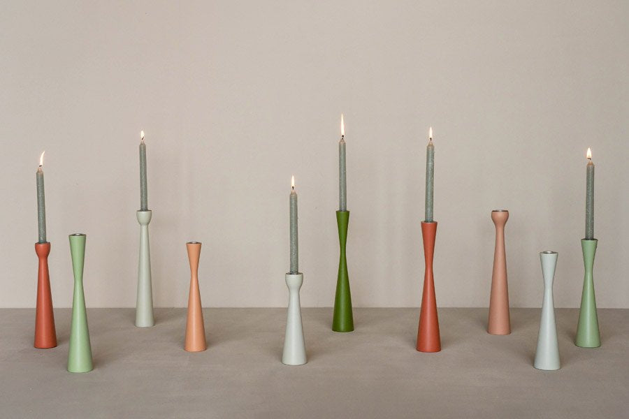 Candleholder wood dull buff
