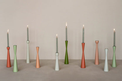 Candleholder wood dull buff