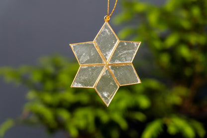 Christmas Capiz Snowflake Star w/ gold lining