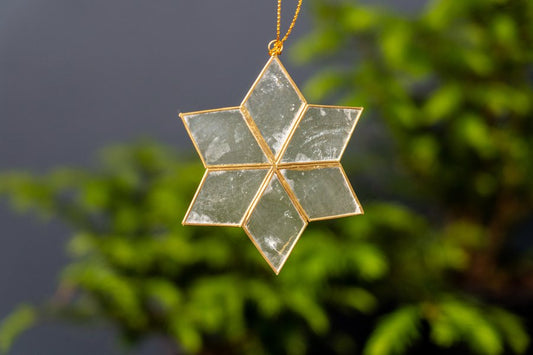Christmas Capiz Snowflake Star w/ gold lining