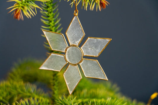 Christmas Capiz Snowflake Sun w/ gold lining