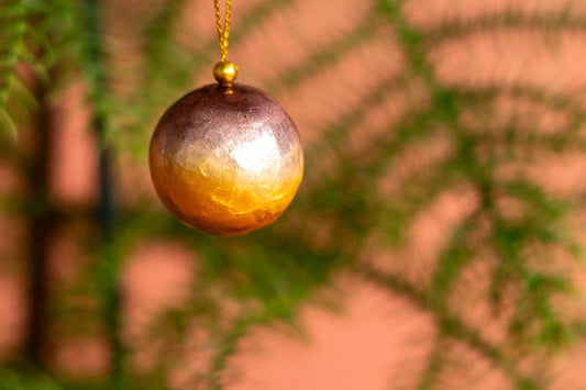 Christmas Ball Capiz Overlapping Pumpkin & Aubergine