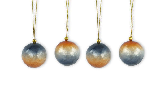 Christmas Ball Capiz Overlapping Cognac & Evening Blue