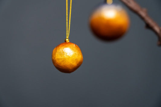 Christmas Ball Capiz Overlapping Cognac & Pumpkin