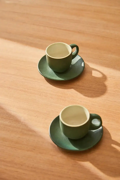 Calma House - Coffee Cup and Saucer (Set of 2) Matcha Green