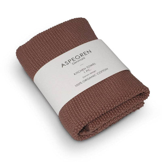 Aspegren Denmark - Kitchen Towel - 100% Organic - Knitted - Solid - Root Beer